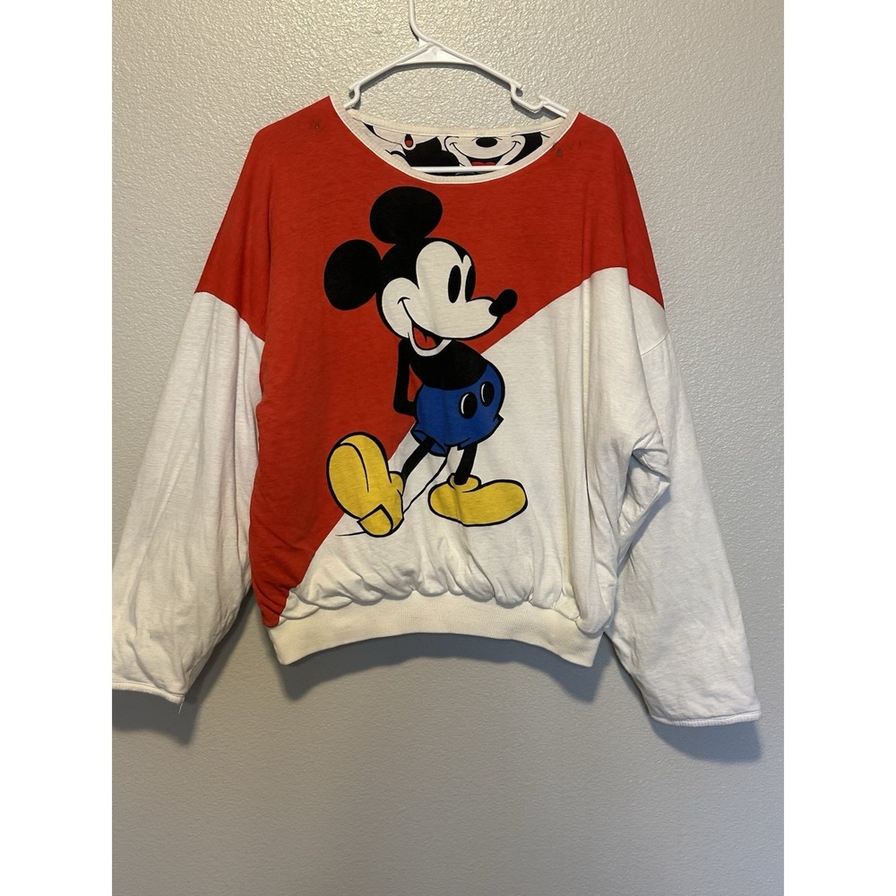 VTG Mickey Mouse Walt Disney JG Hook All Over Print ADULT Reversible Sweatshirt